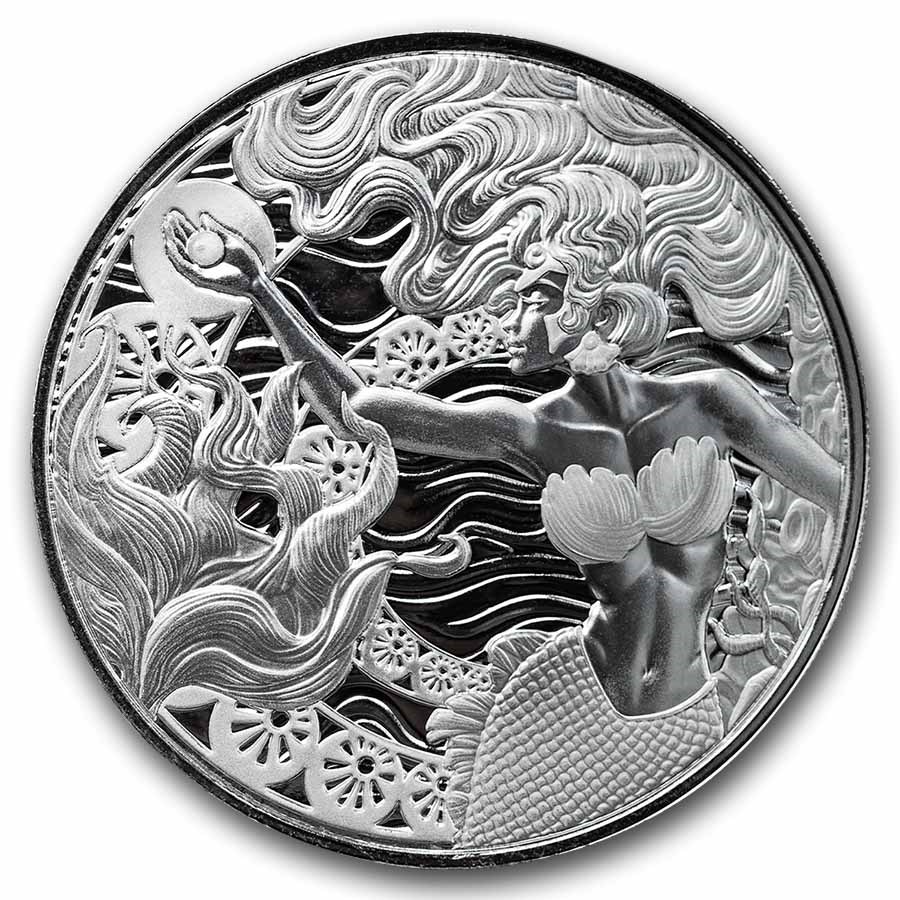 2025 Samoa 1 oz Silver 2 Tala Mermaid & Pearl BU