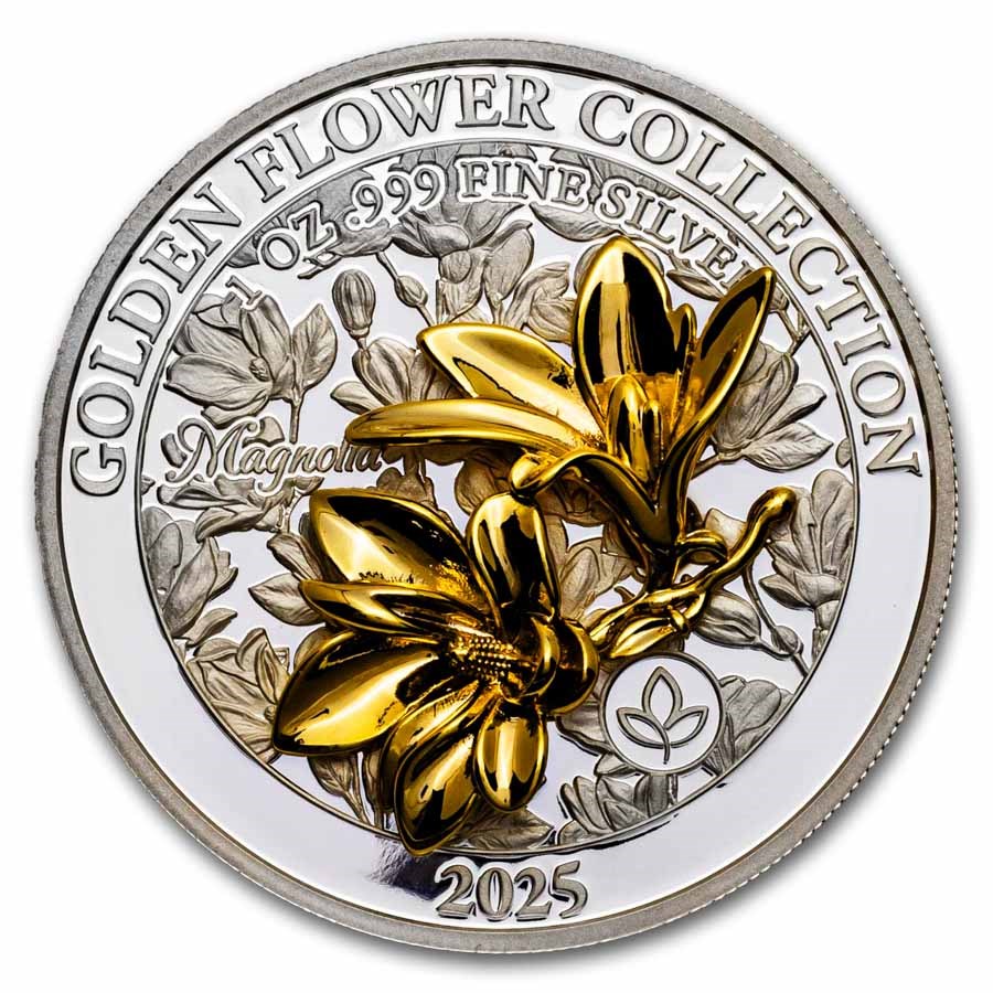 2025 Samoa 1 oz Silver Golden Flower Collection: Magnolia