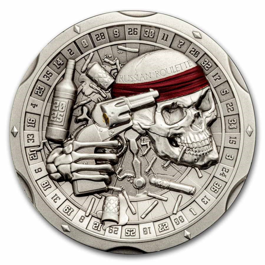2025 Samoa 2 oz Russian Roulette Antiqued Coin