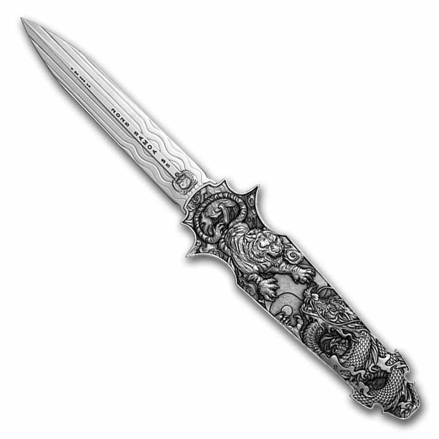 2025 Samoa 2 oz Silver Dragon Tiger Switchblade Coin