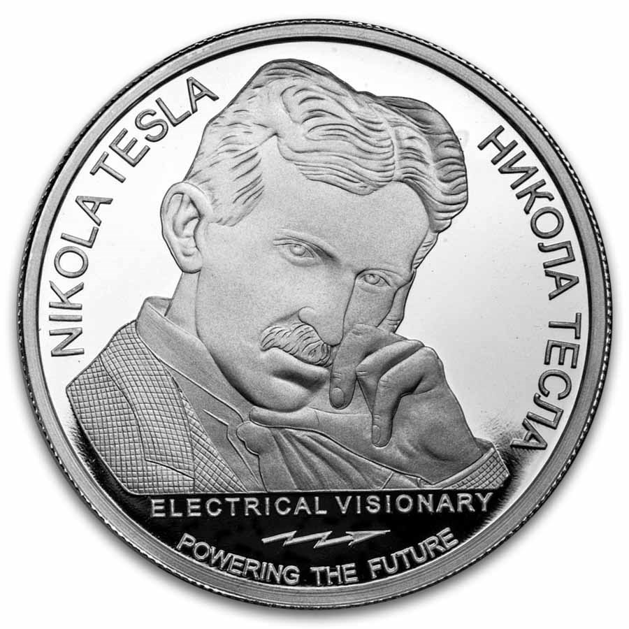 2025 Serbia 1 oz Ag Proof 100 Dinar Tesla: The Earthquake Machine