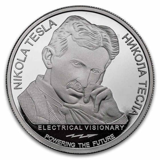 2025 Serbia 1 oz Proof Silver Tesla: Rotating Magnetic Field