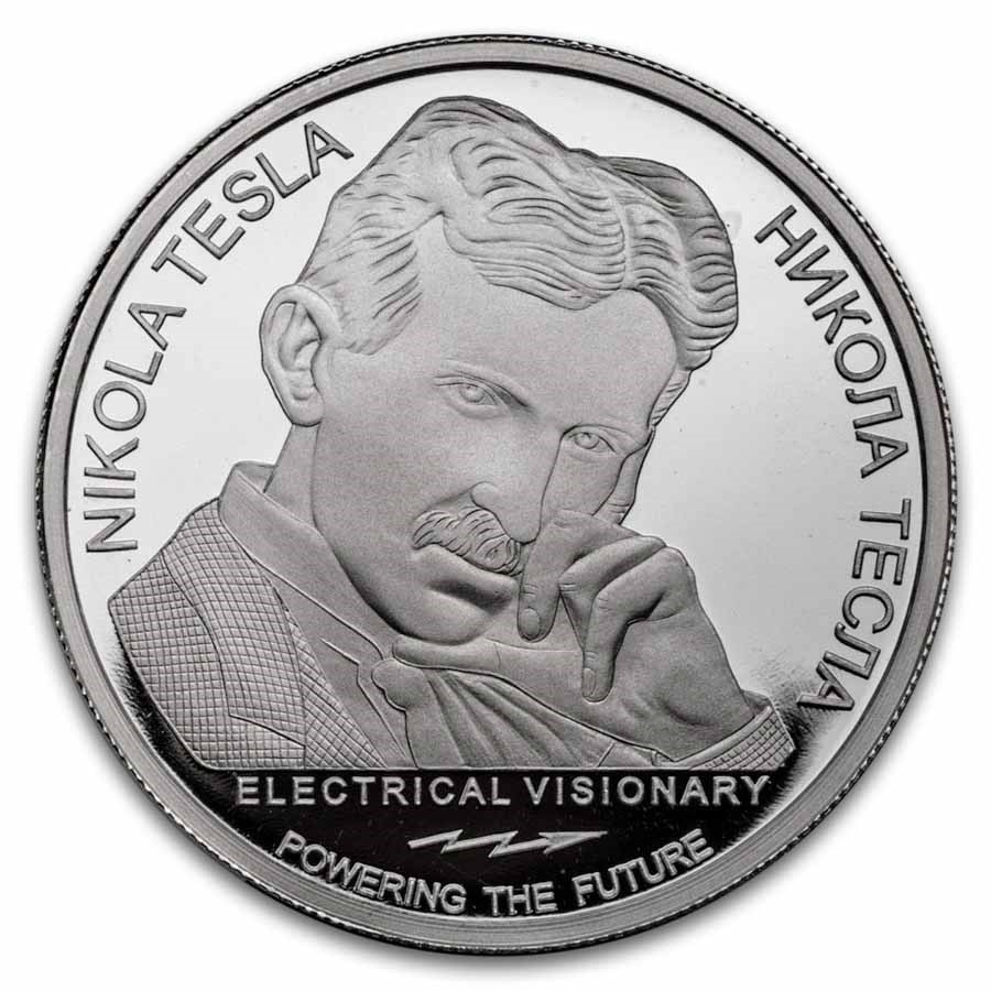 2025 Serbia 1 oz Proof Silver Tesla: Rotating Magnetic Field