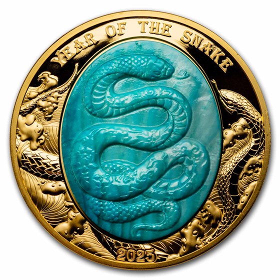 2025 Solomon Isl. 5 oz Gold Mother of Pearl Year of the Snake 2025 Solomon Isl. 5 oz Gold Mother of Pearl Year of the Snake