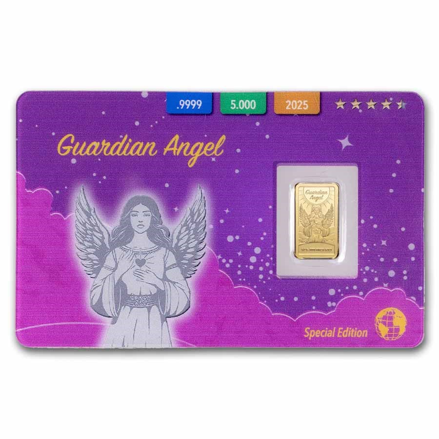 2025 Solomon Islands 1/2 Gram Gold Guardian Angel Coin Bar