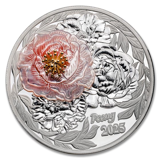 2025 Solomon Islands 2 oz Silver 3D Peony Flower (w/ Box & COA) 2025 Solomon Islands 2 oz Silver 3D Peony Flower (w/ Box & COA)