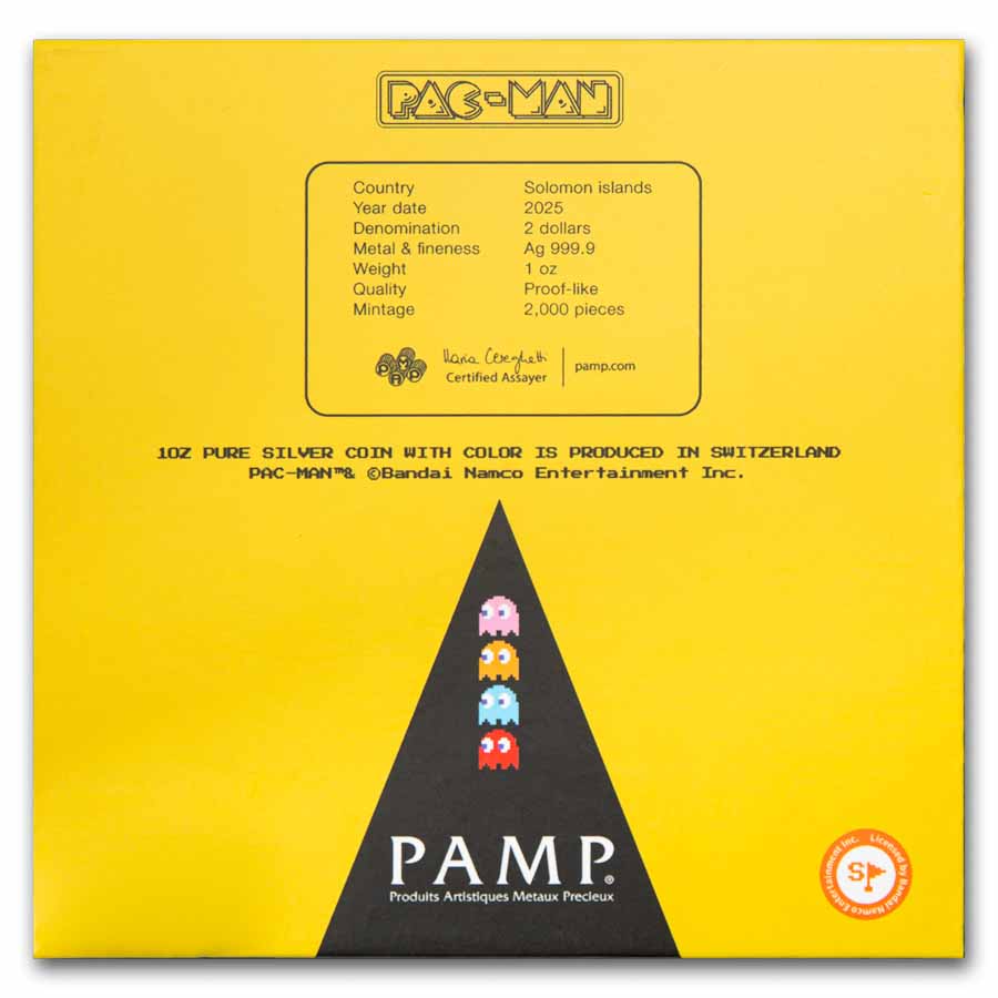 Buy 2025 SB 1 oz Silver Colorized $2 PAC-MAN 45 Years | APMEX