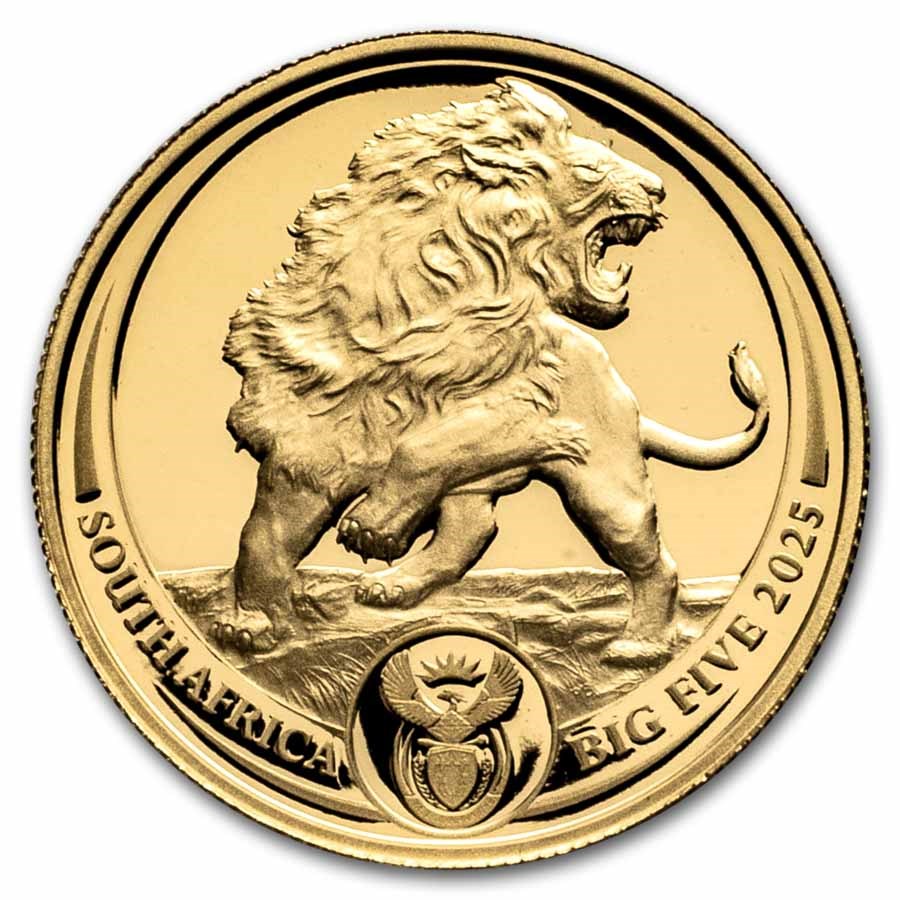 2025 South Africa 1 oz Proof Gold Big Five Lion (w/ Box & COA)