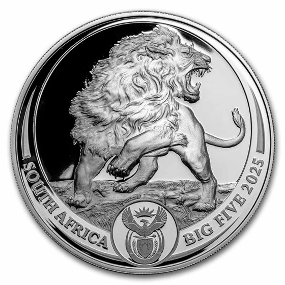 2025 South Africa 5 oz Silver Big Five Lion Proof (w/ Box & COA)