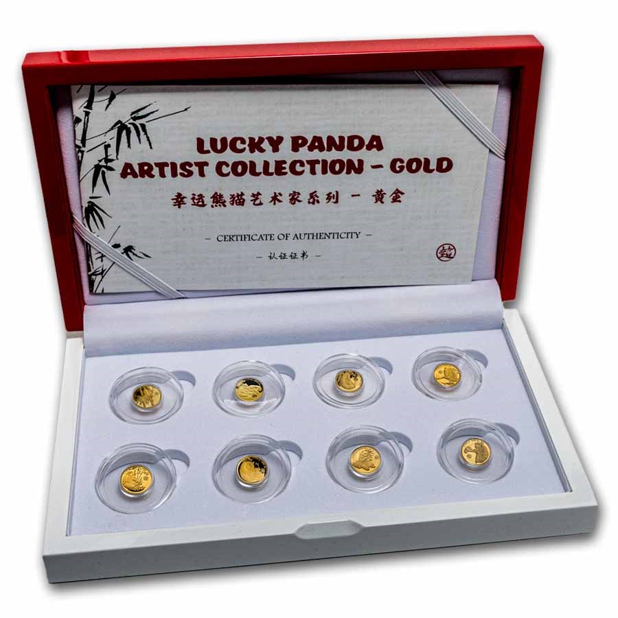 2025 Tristan Da Cunha Lucky Panda Artist 8-Coin Gold Set