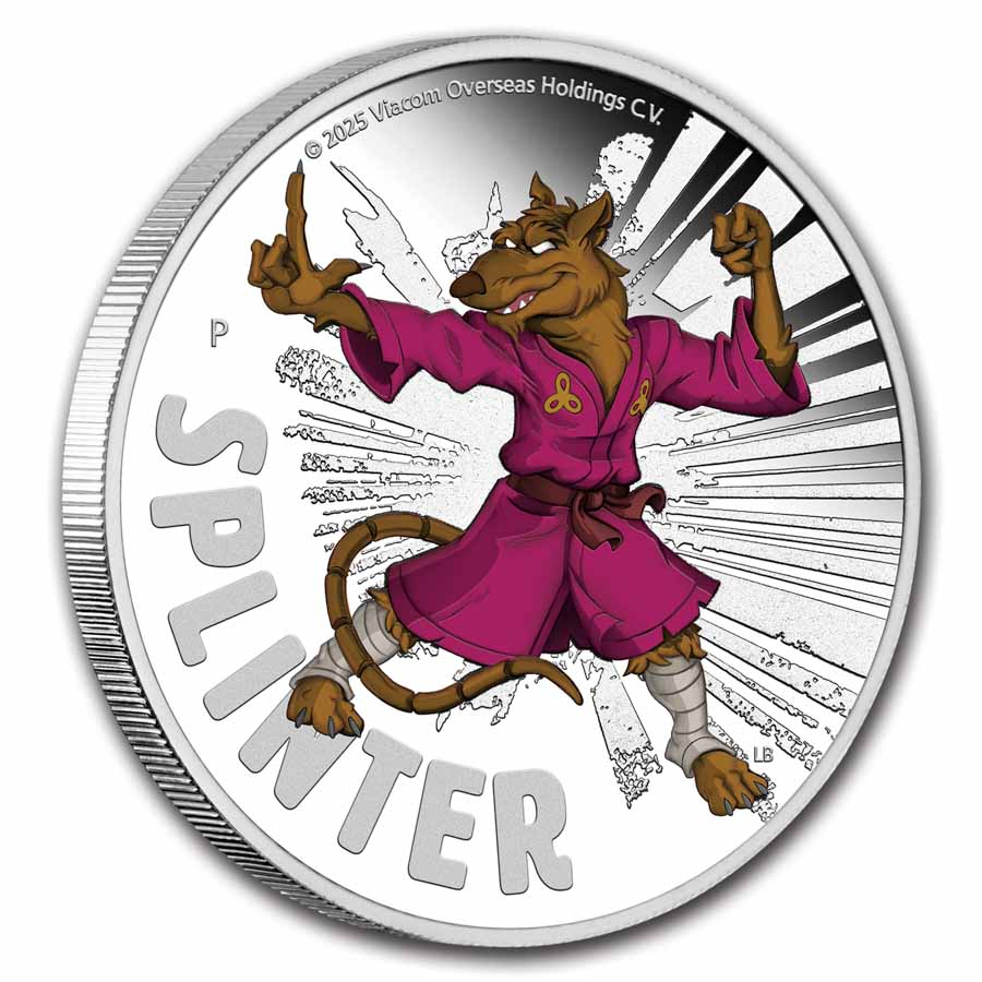 APMEX - 2025 TUV 1 oz Silver Colorized TMNT Splinter Proof (Box)