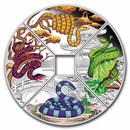 2025 TUV 4 oz Silver Year of the Snake Quadrant Colorized PF Set
