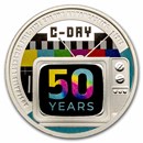 2025 Tuvalu 1 oz Silver 50th Anniv. of Color TV in Australia