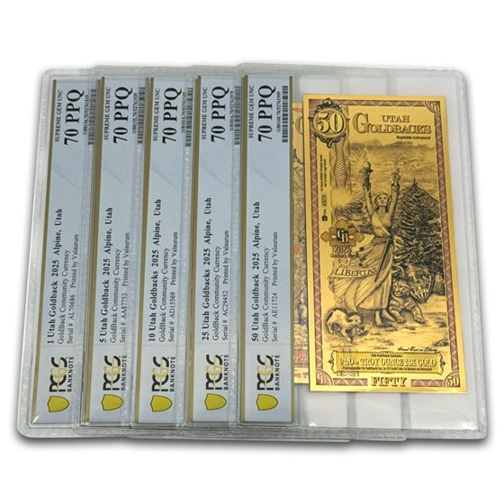 2025 Utah Goldback Note Set PCGS-70 (1,5,10,25,50)