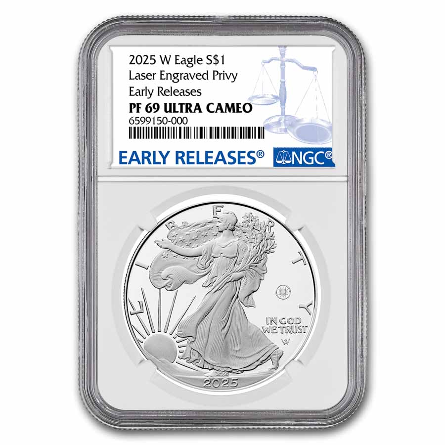 2025-W 1 oz Proof Silver Eagle PF-69 NGC (Laser Privy, ER)