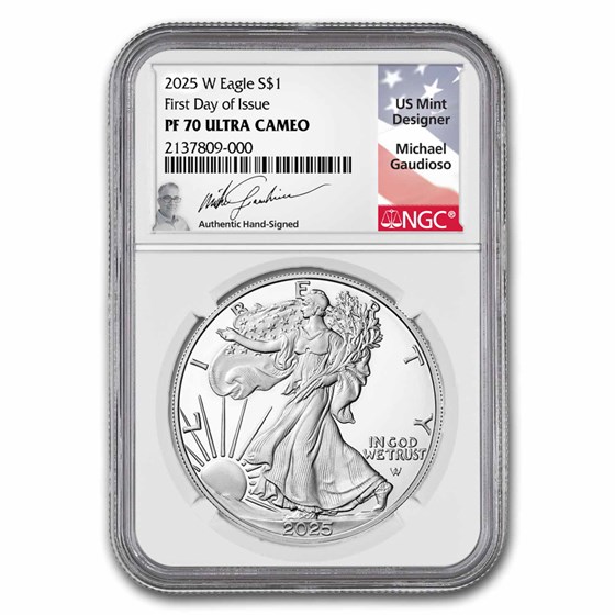 2025-W 1 oz Proof Silver Eagle PF-70 NGC (FDI, Gaudioso)