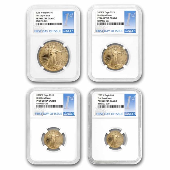 2025-W 4-Coin Proof American Gold Eagle Set PF-70 NGC (FDI) 2025-W 4-Coin Proof American Gold Eagle Set PF-70 NGC (FDI)