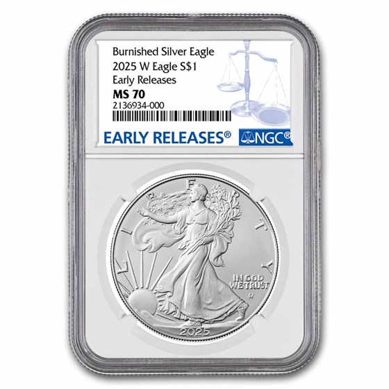 2025-W Burnished Silver Eagle MS-70 NGC (Early Releases) 2025-W Burnished Silver Eagle MS-70 NGC (Early Releases)