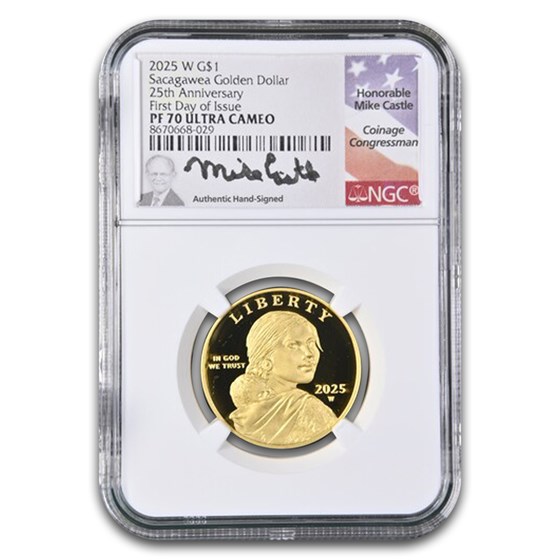 2025-W Gold Sacagawea 25th Anniversary PF-70 NGC (Castle)