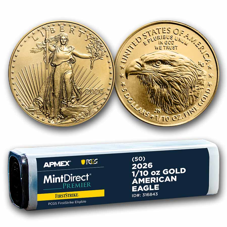 Buy 2026 50 Coin Tube 1/10 oz Gold Eagles FirstStrike | APMEX