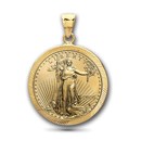 2026 1/10 oz Gold Eagle Pendant (Diamond-Cut Prong Bezel)