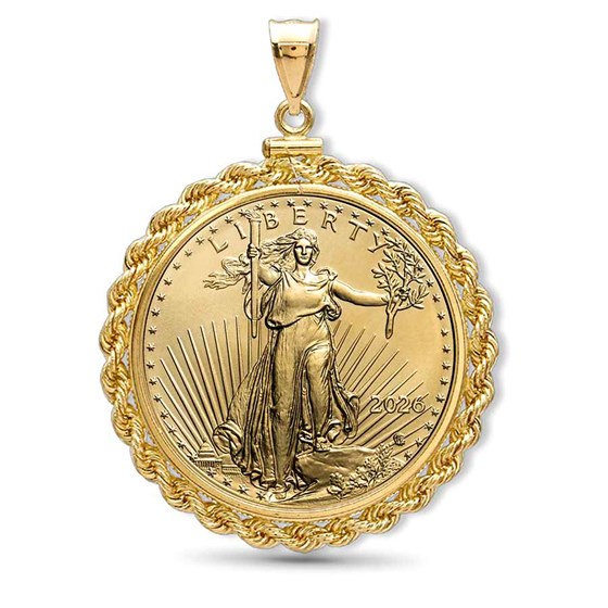 2026 1/10 oz Gold Eagle Pendant (Rope-ScrewTop Bezel)