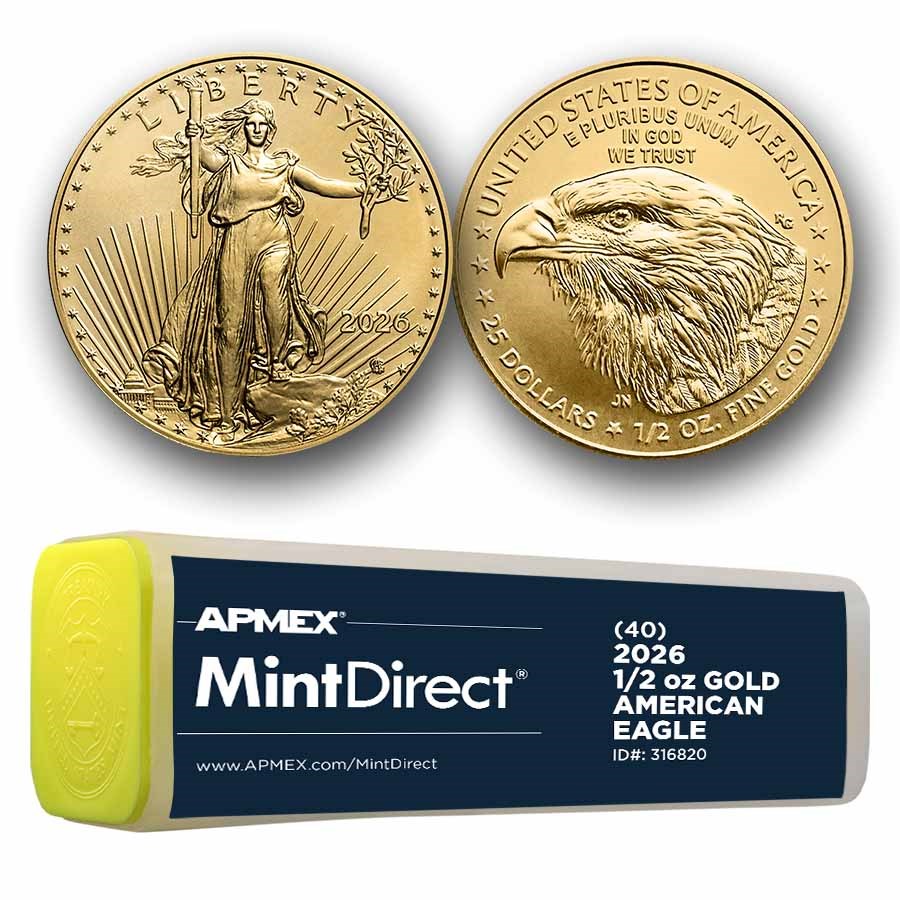 2026 1/2 oz American Gold Eagles (40-Coin MintDirect® Tube)