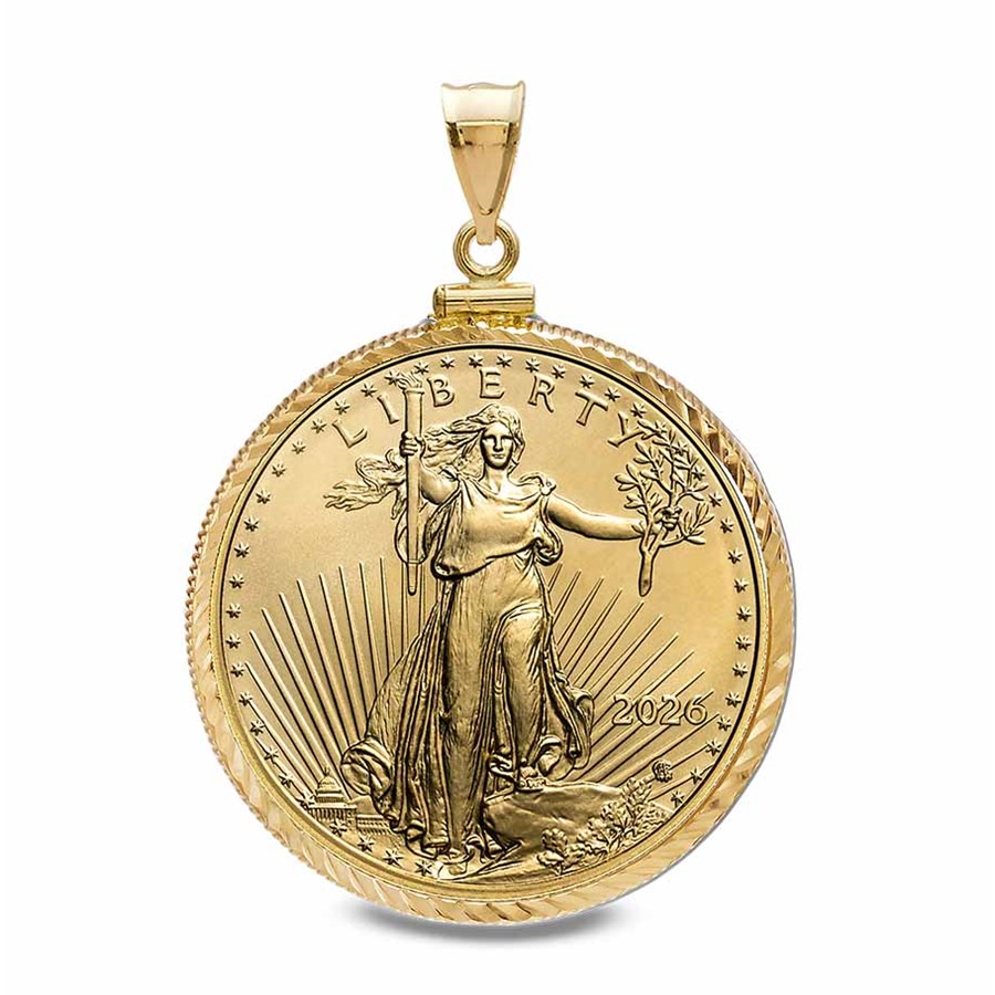 2026 1/2 oz Gold Eagle Pendant (Diamond-ScrewTop Bezel)