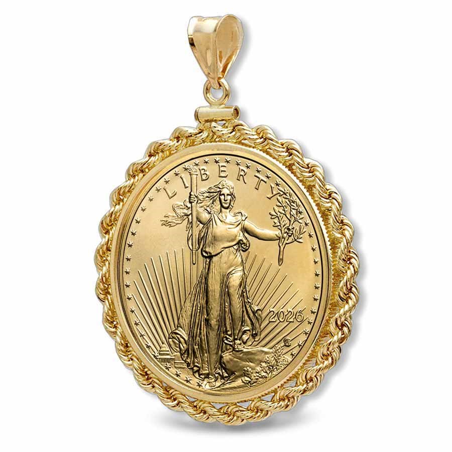 2026 1/2 oz Gold Eagle Pendant (Rope-ScrewTop Bezel)