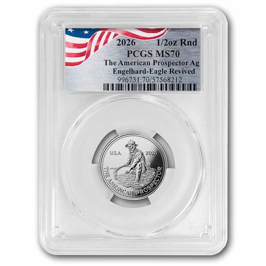 2026 1/2 oz Silver Revived Engelhard Prospector MS-70 PCGS