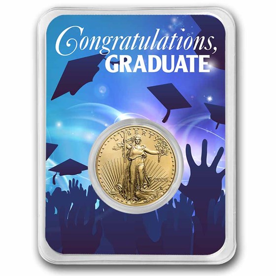 2026 1/4 oz Gold Eagle - w/Celebrate Graduate Card, In TEP