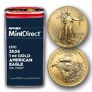 2026 1 oz American Gold Eagle (20-Coin MintDirect® Tube)