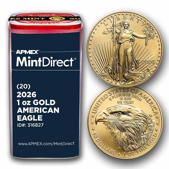 2026 1 oz American Gold Eagle (20-Coin MintDirect® Tube)