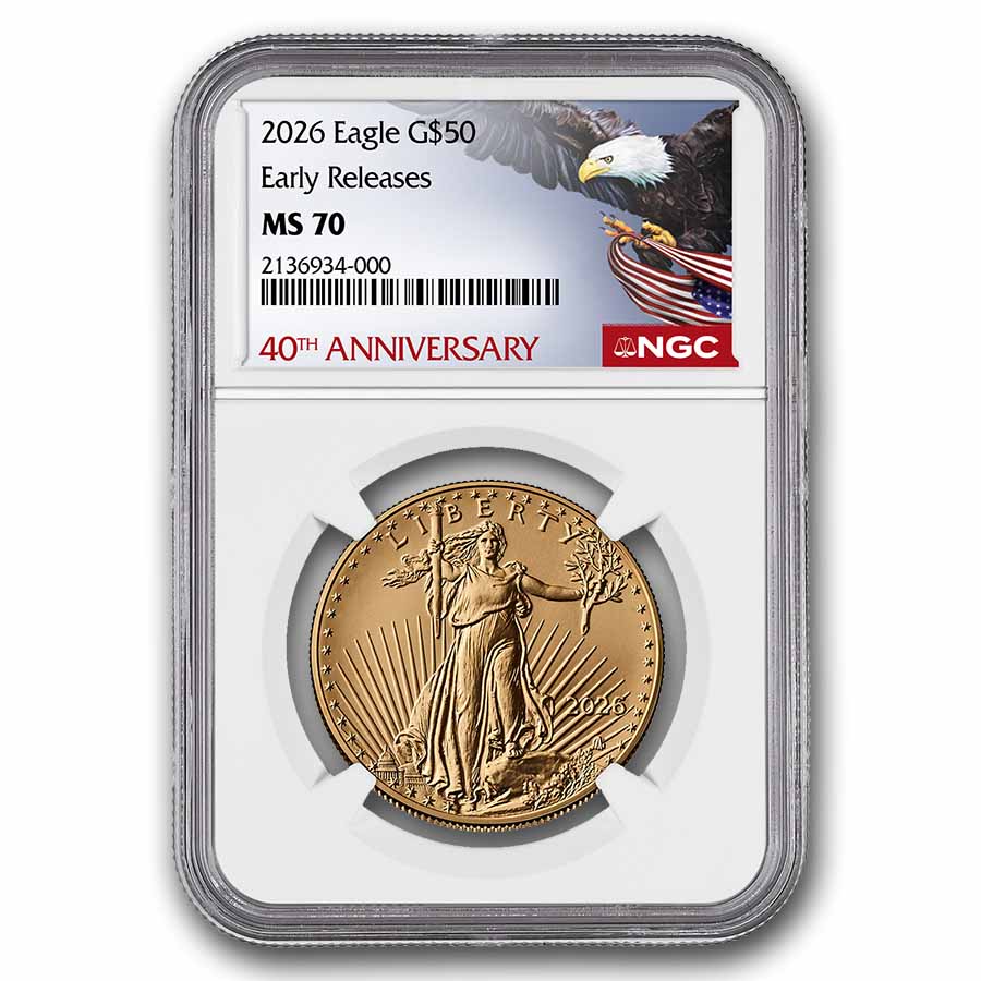 Buy 2026 1 oz Gold Eagle MS-67 NGC (ER, 40th Anniv) | APMEX