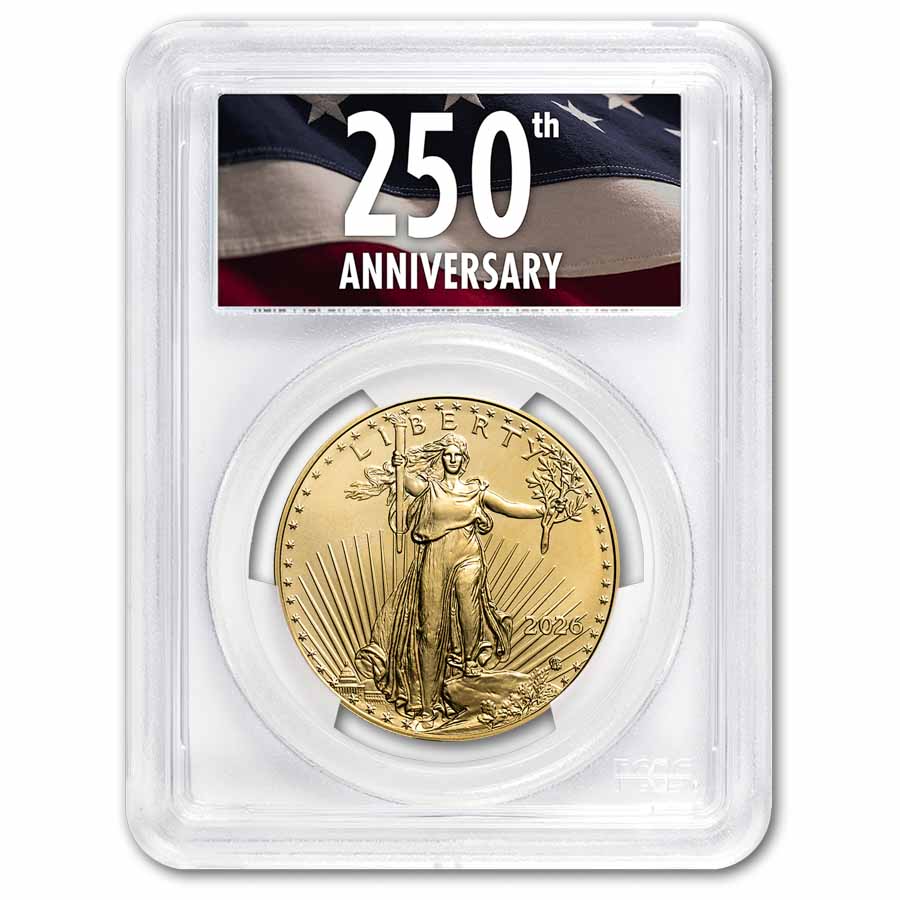 Buy 2026 1 oz Gold Eagle MS-70 PCGS (FS, 250th Ann) | APMEX