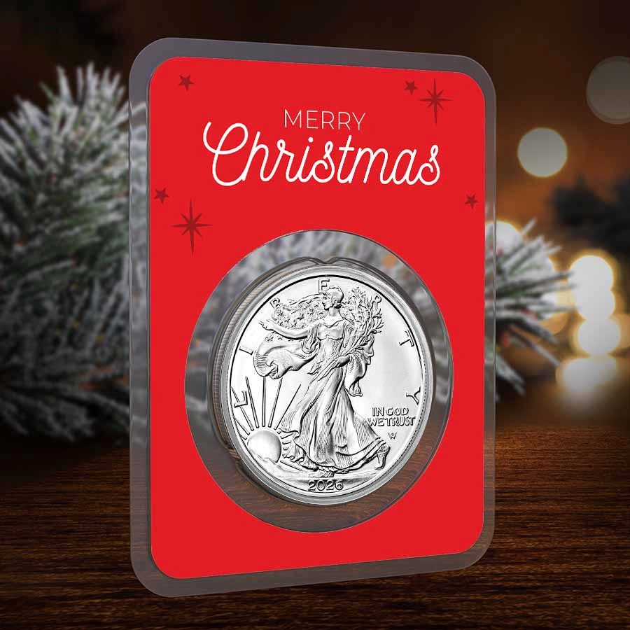 2026 1 oz American Silver Eagle - w/Christmas Snowy Village Card