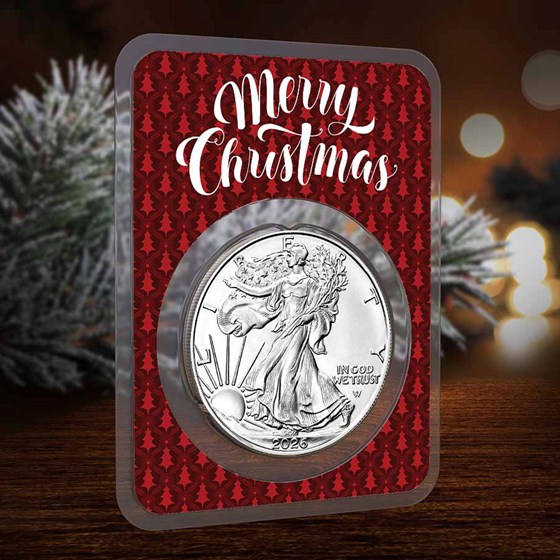 Buy 2026 1 oz Silver Eagle w/Elegant Christmas Card | APMEX