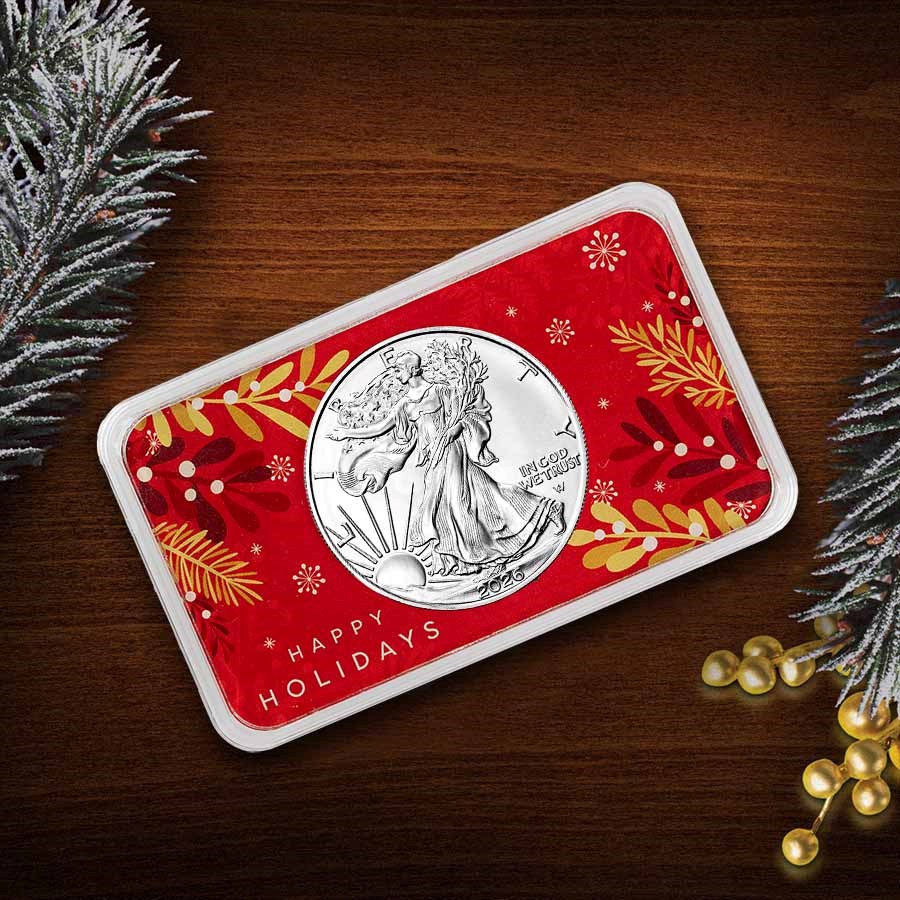 2026 1 oz American Silver Eagle - w/Premium Case, Happy Holidays