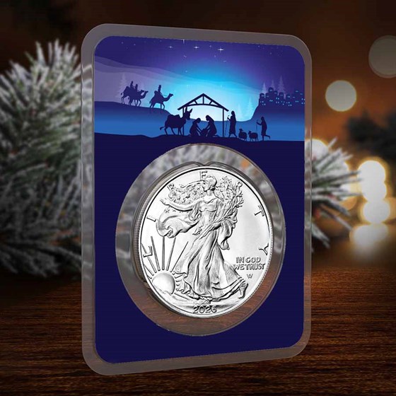 2026 1 oz American Silver Eagle - w/Starry Night Nativity Card