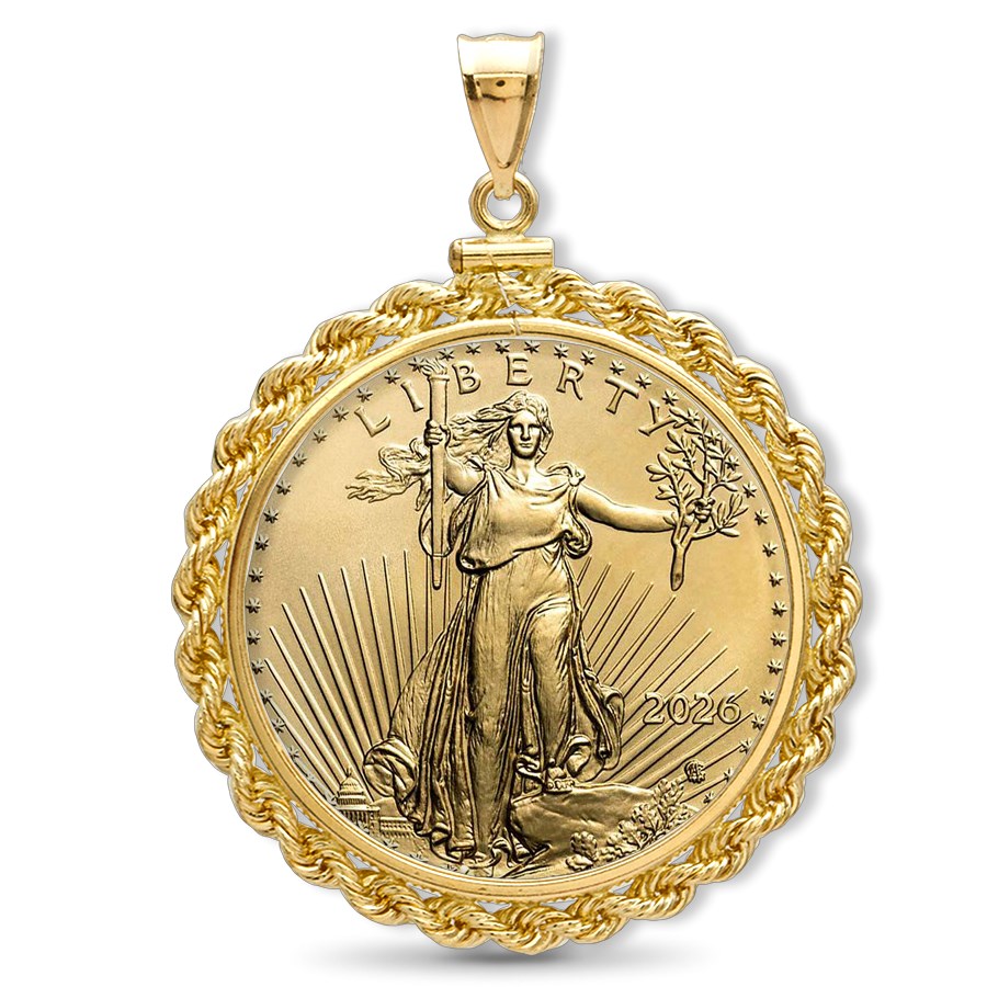 2026 1 oz Gold Eagle Pendant (Rope-ScrewTop Bezel)