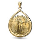 2026 1 oz Gold Eagle Teardrop Pendant (Prong Bezel)