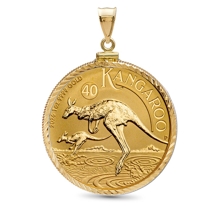 2026 1 oz Gold Kangaroo Pendant (Diamond-ScrewTop Bezel)