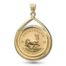 2026 1 oz Gold Krugerrand Teardrop Pendant (Prong Bezel)