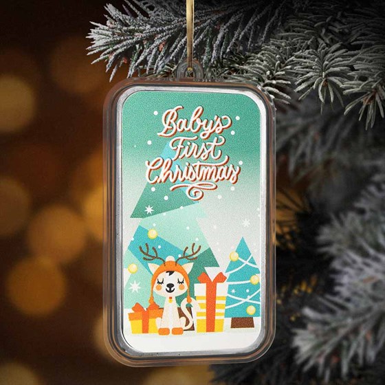 2026 1 oz Silver Colorized Bar - Baby's First Christmas