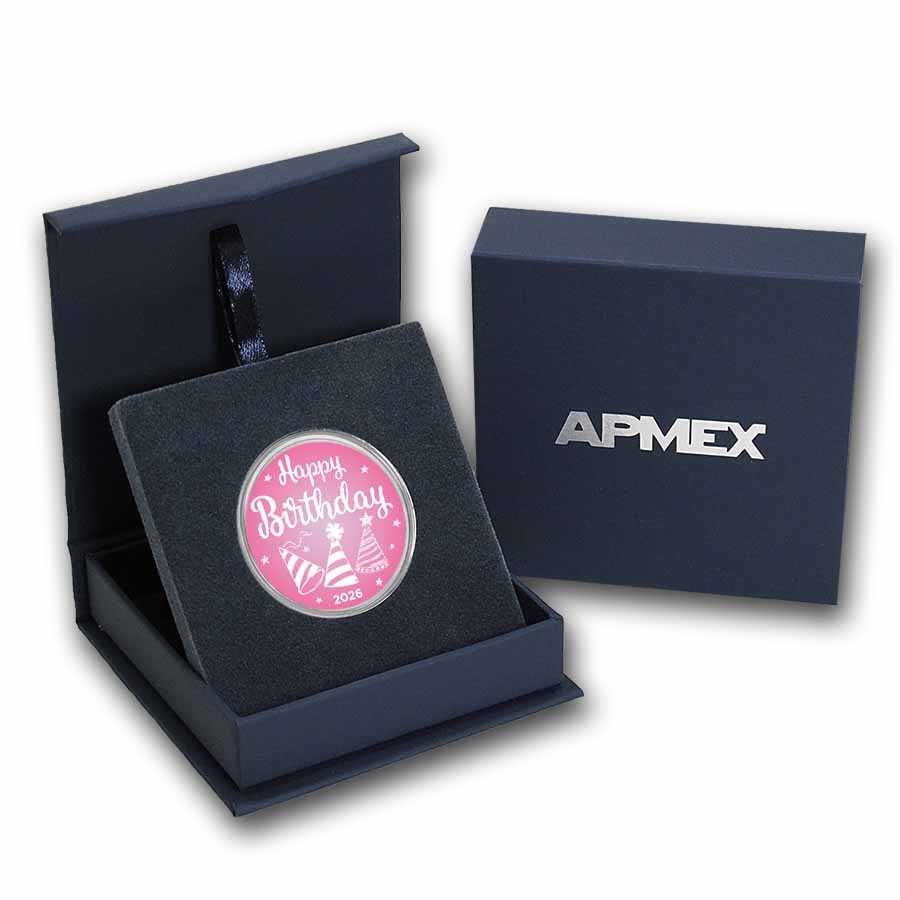 Buy 2023 1 oz Silver Colorized Round - APMEX (Happy Birthday Pink) | APMEX