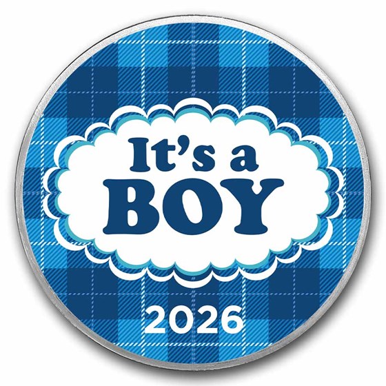 2026 1 oz Silver Colorized Round - APMEX (It's A Boy, Plaid)