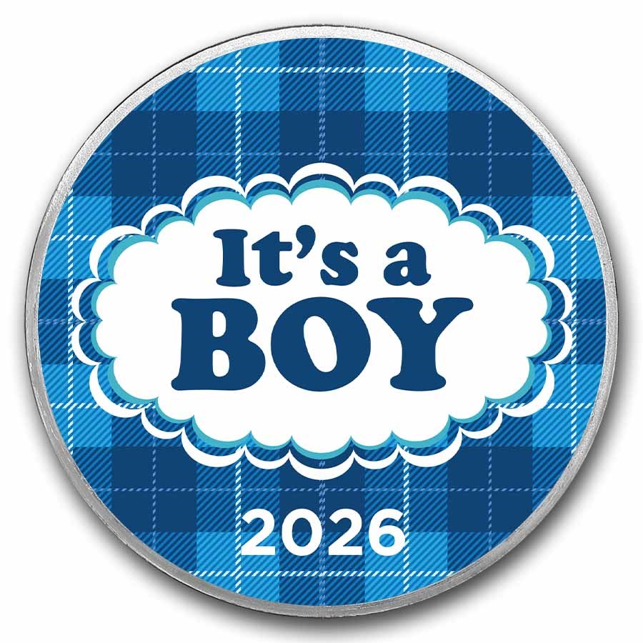 2026 1 oz Silver Colorized Round - APMEX (It's A Boy, Plaid)