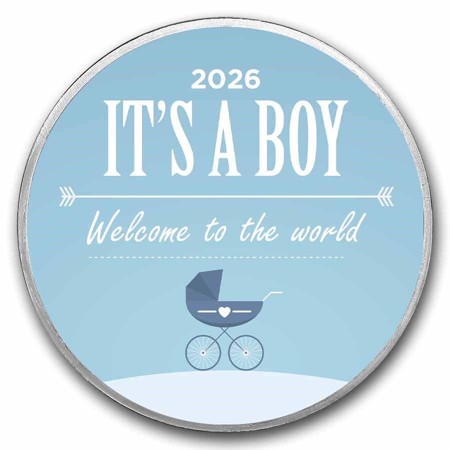 2026 1 oz Silver Colorized Round - APMEX (It's A Boy, Stroller)