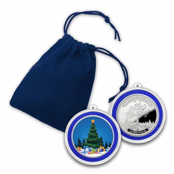 Buy 2026 1 oz Silver Christmas Tree Colorized Round | APMEX