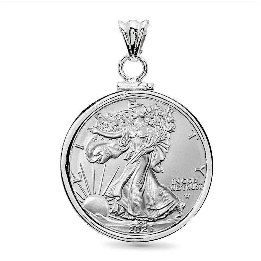 2026 1 oz Silver Eagle Pendant (Plain Front - ScrewTop Bezel)
